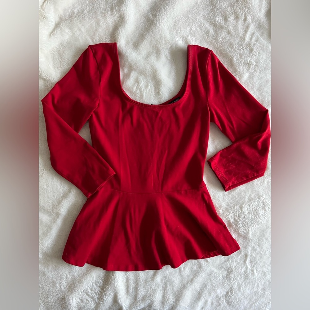 Express Cherry Red Peplum Top